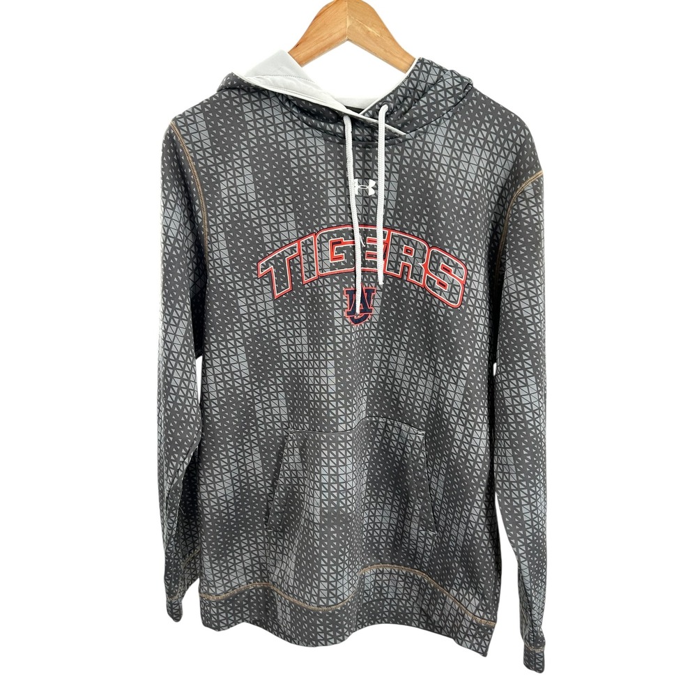 Under Armour Tigers Pullover Hoodie Mens Medium Gray‎ Geometric Print
